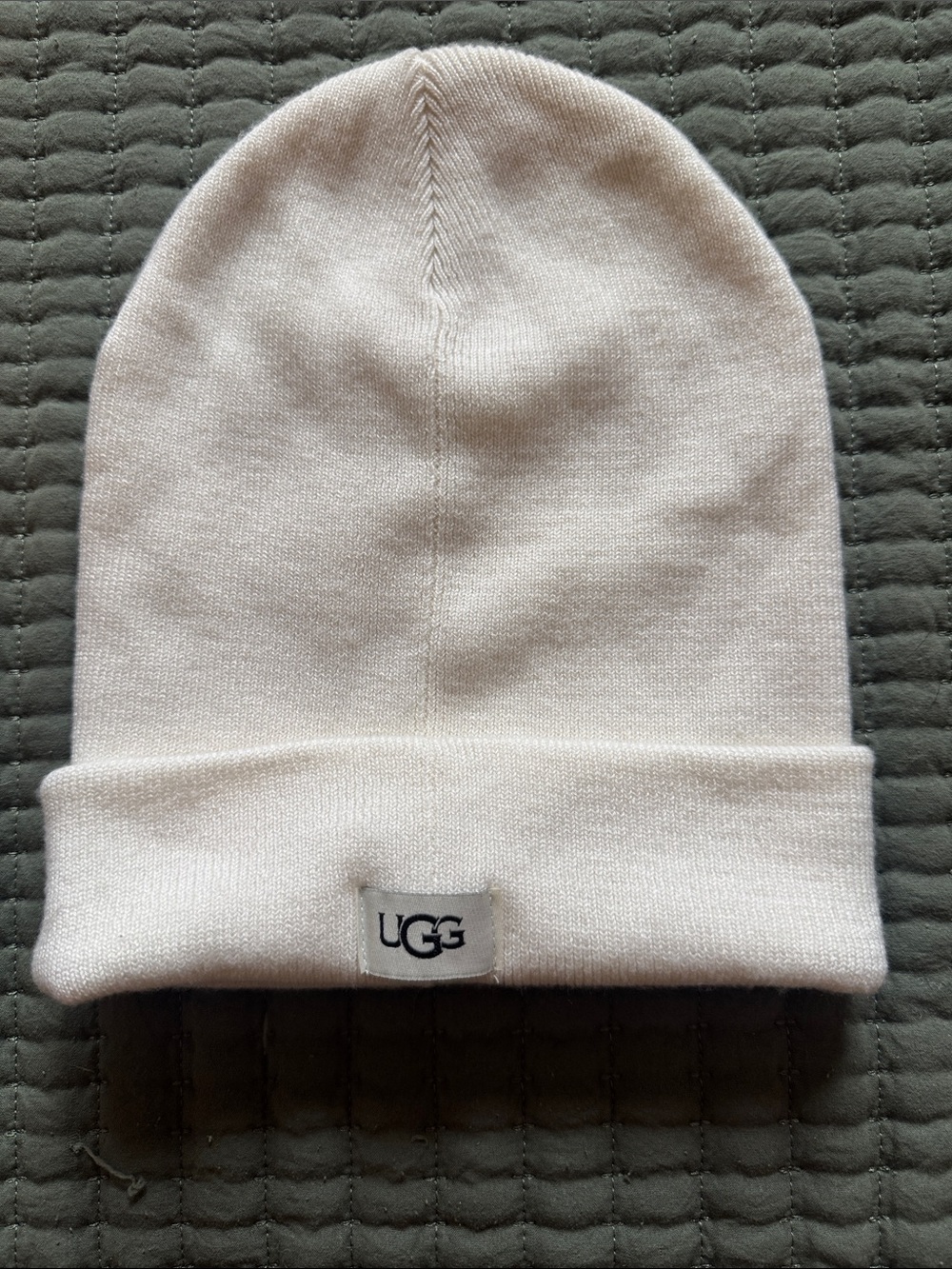 UGG Cream Knit Cuffed Beanie with Logo Patch